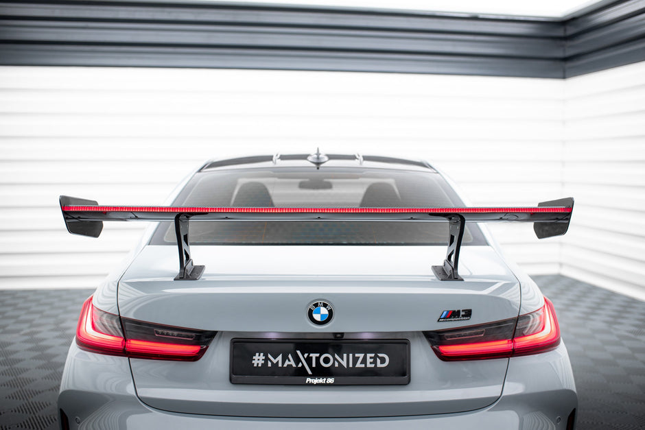 Kolfiberspoiler med inre fästen + LED för BMW M3 G80 / M340i G20 / 3 M-Pack G20 / 3 Standard G20