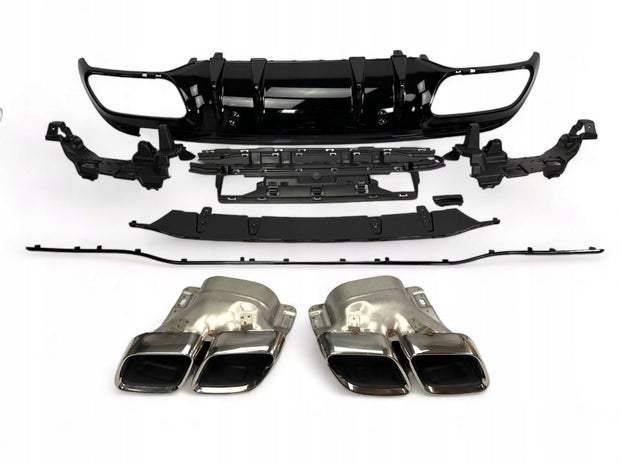 C63 AMG Style Bakdiffusor & Endrör (Krom) – Mercedes-Benz C-Klass (W205 Sedan / S205 Kombi 2014–2021)