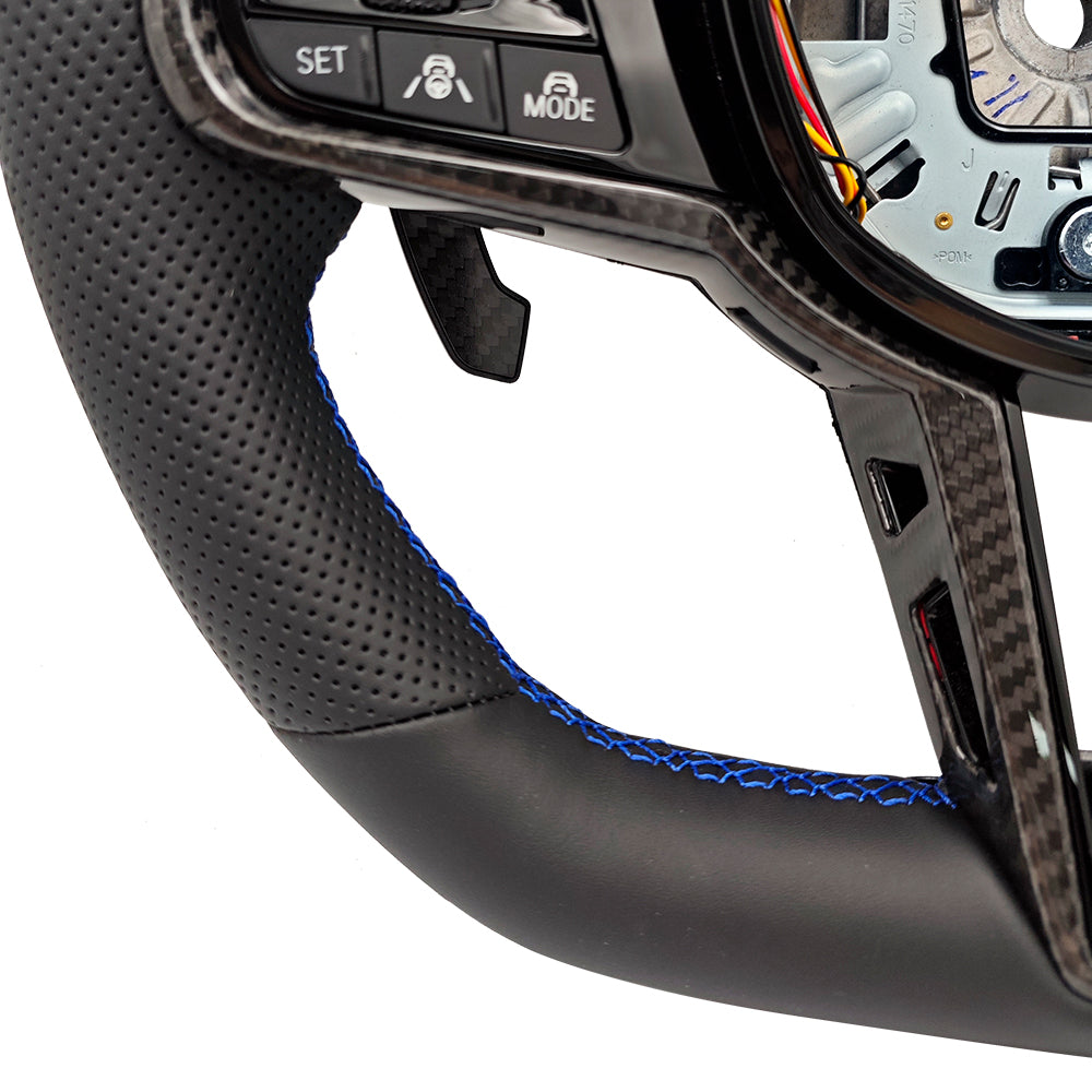 M-Sport Läderratt LCI med Blå M1/M2-Knappar – BMW G-Serie & F90/F97