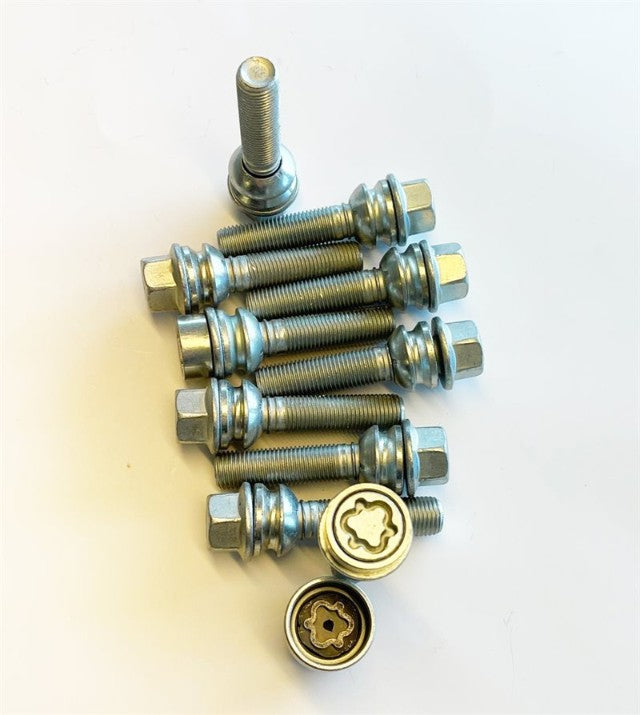HR-1455007ASET H&R Bultsats inkl låsbutar M14x1,5 Sfäriskt Audi Q3 Q5 Silver, Längd 50mm