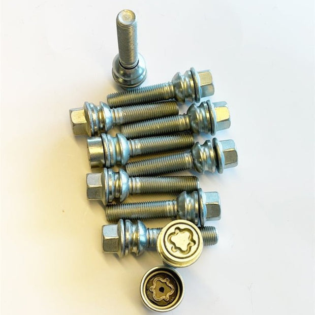 HR-1455007ASET H&R Bultsats inkl låsbutar M14x1,5 Sfäriskt Audi Q3 Q5 Silver, Längd 50mm