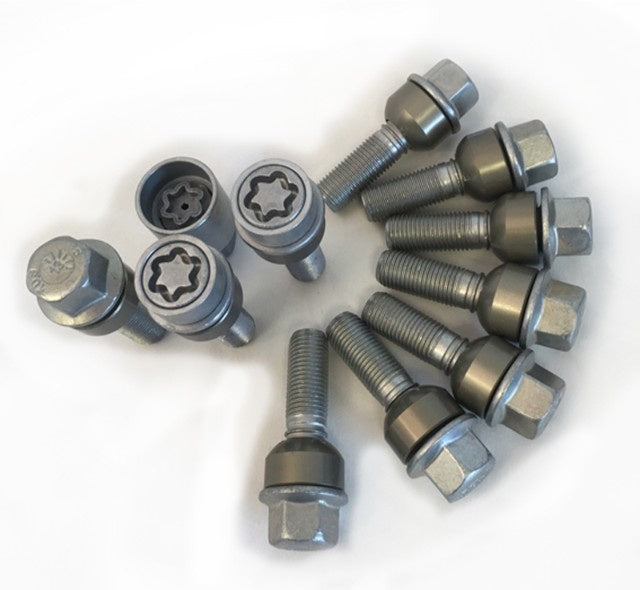 HR-1456306SET H&R Bultsats inkl låsbutar M14x1,5 Sfäriskt 14mm säte rörlig aluminium kona Porsche Taycan Silver, Längd 63/48mm – bild 2