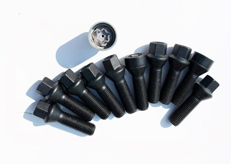 HR-B1253801SET H&R Bultsats inkl låsbutar M12x1.5 Konisk Svart, Längd 38mm