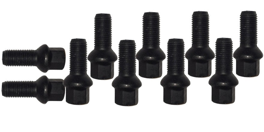 HR-B1453702pkt H&R paket hjulbultar 10st M14x1,5 sfärisk för Mercedes fälgar Svart, Längd 37mm