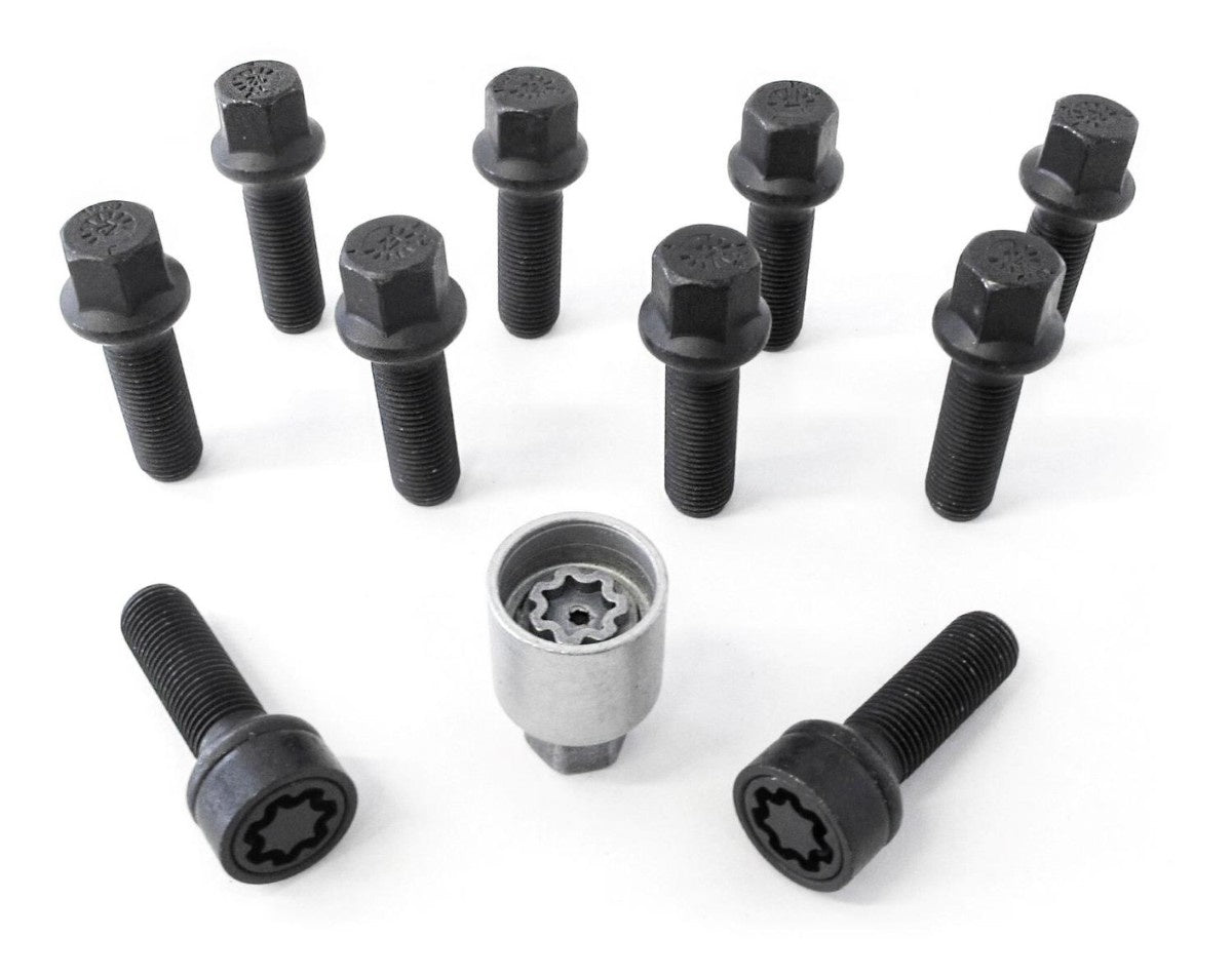 HR-B1454703SET H&R Bultsats inkl låsbutar M14x1,5 Sfäriskt 13mm säte. VAG Svart, Längd 47mm