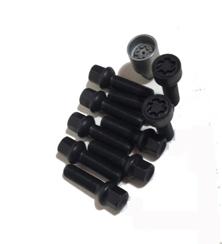 HR-B1455502SET H&R Bultsats inkl låsbutar M14x1,5 Sfäriskt 14mm säte Svart, Längd 55mm