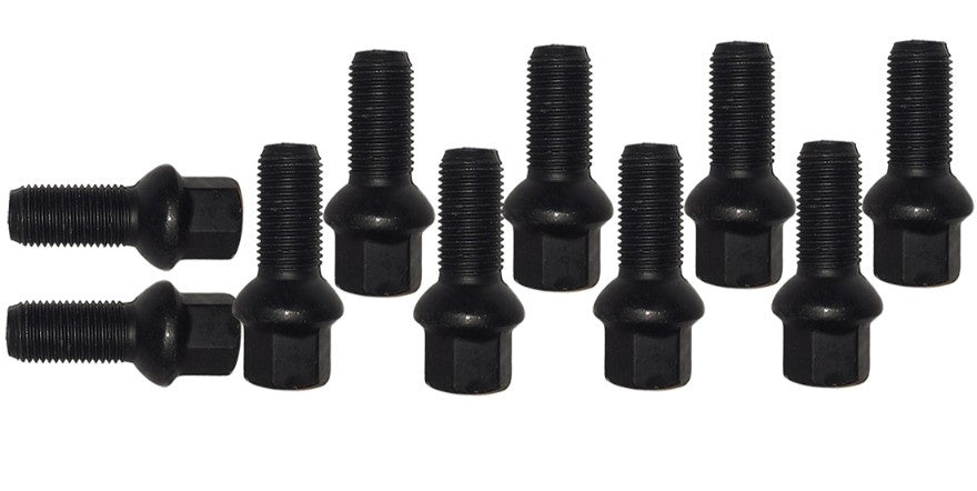 HR-B1456002pkt H&R paket hjulbultar 10st M14x1,5 sfärisk för AMG & Mercedes fälgar Svart, Längd 60mm