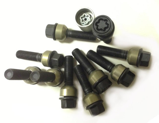 HR-B1456806SET H&R Bultsats inkl låsbutar M14x1,5 Sfäriskt 14mm säte rörlig aluminium kona Porsche Taycan Svart, Längd 68/53mm