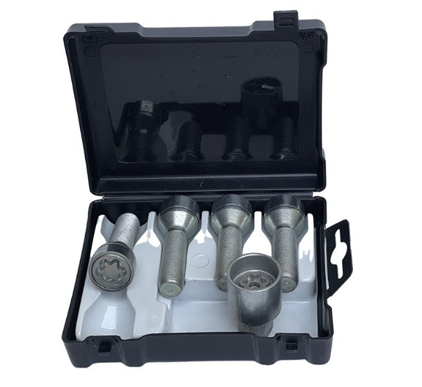 Låsbultsats HR-VN438 M14x1.50x38 Konisk Längd 38mm Silver För fälgar med koniska bultar