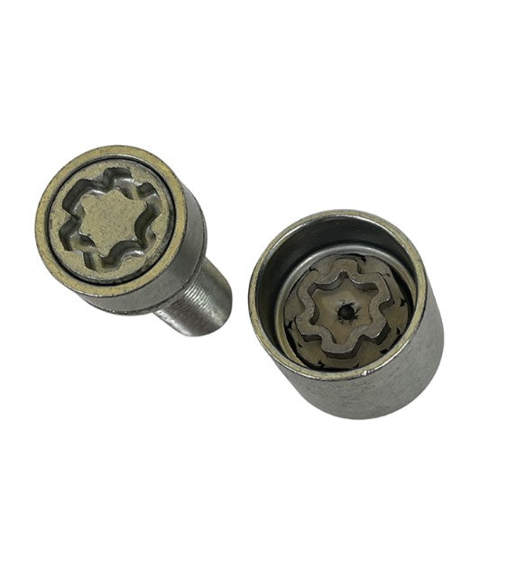 Låsbultsats HR-VN438 M14x1.50x38 Konisk Längd 38mm Silver För fälgar med koniska bultar
