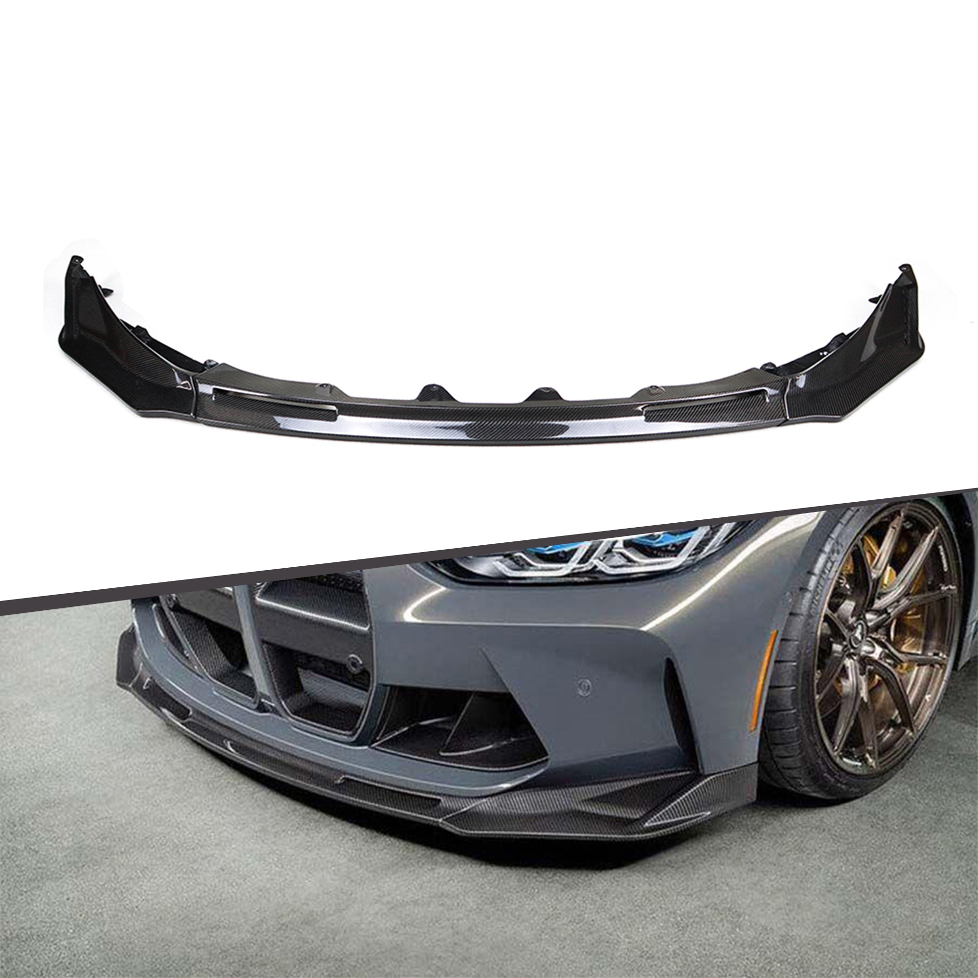Frontläpp V-Style 3-Delad i Kolfiber (M-Performance Track Edition) – BMW M3 (G80) & M4 (G82 / G83)