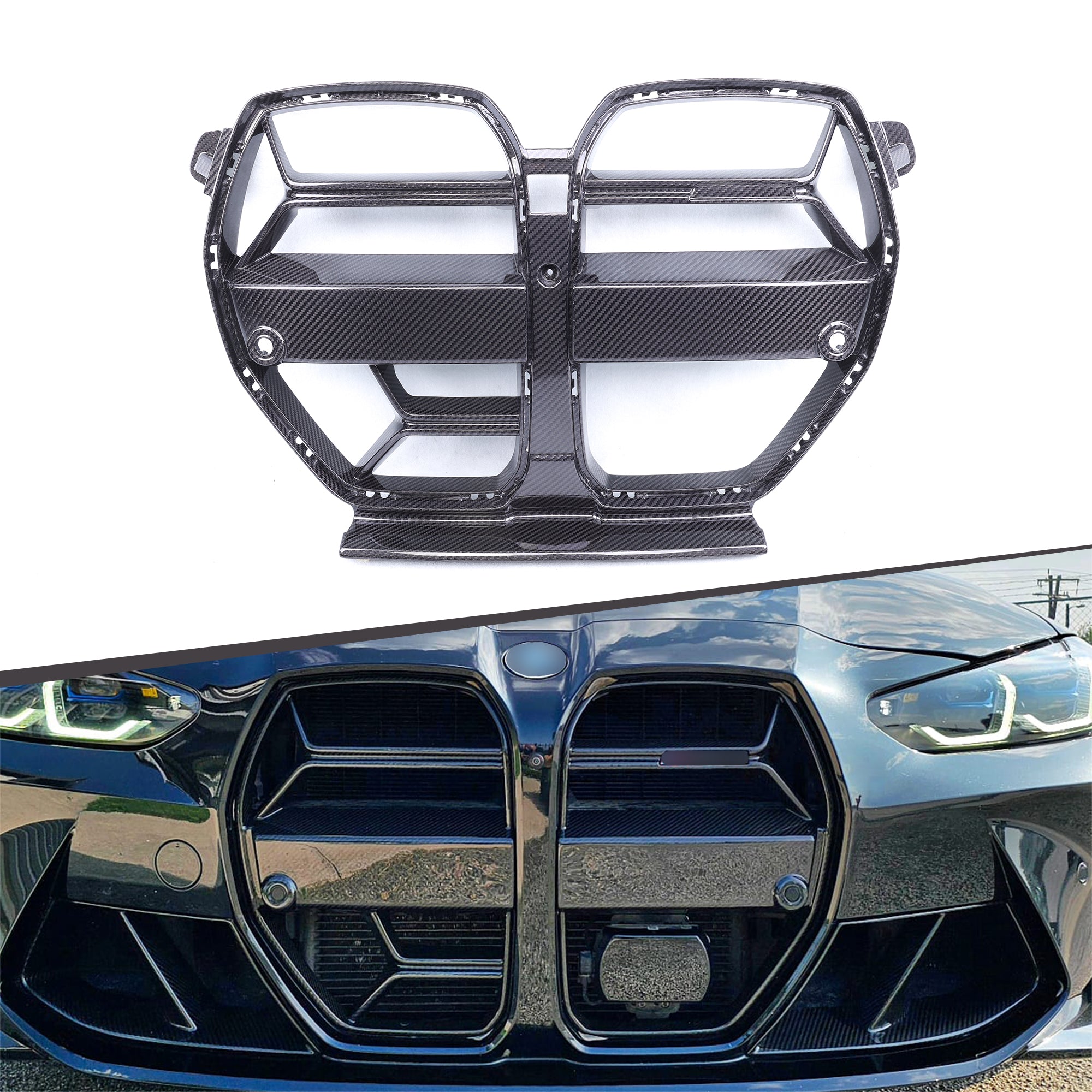 Frontgrill CSL-Style med ACC i Dry Carbon (Torrkolfiber) – BMW M3 (G80) & M4 (G82 / G83)