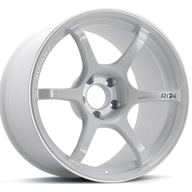 Advan RG-4 18x7.5 ET47 5x114.3 – Fälg, Racing Vit & Svarvad Kant (Art.nr avnYA48F47EWMR)