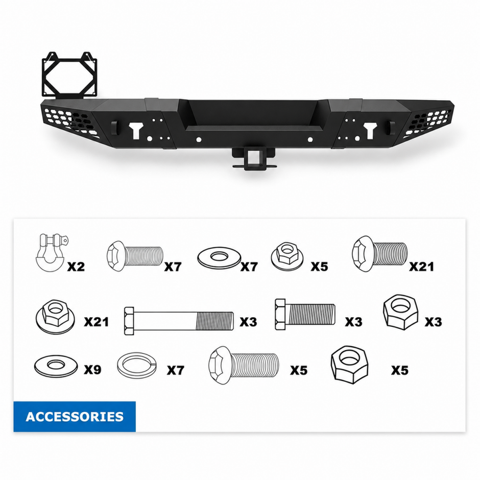 Rear Bumper – Off-Road Alaska – D-Rings & License Plate Bracket (WRANGLER JL 18-26) (6)