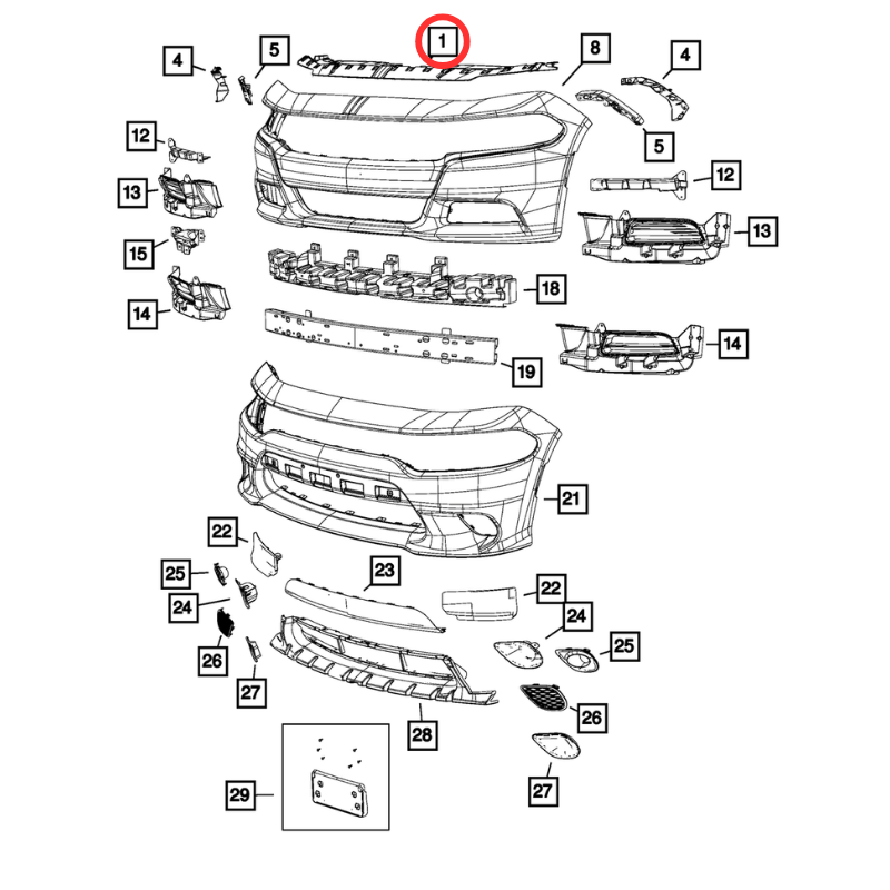 68226530AE Radiator Support Cover (CHARGER 15-22) (5)