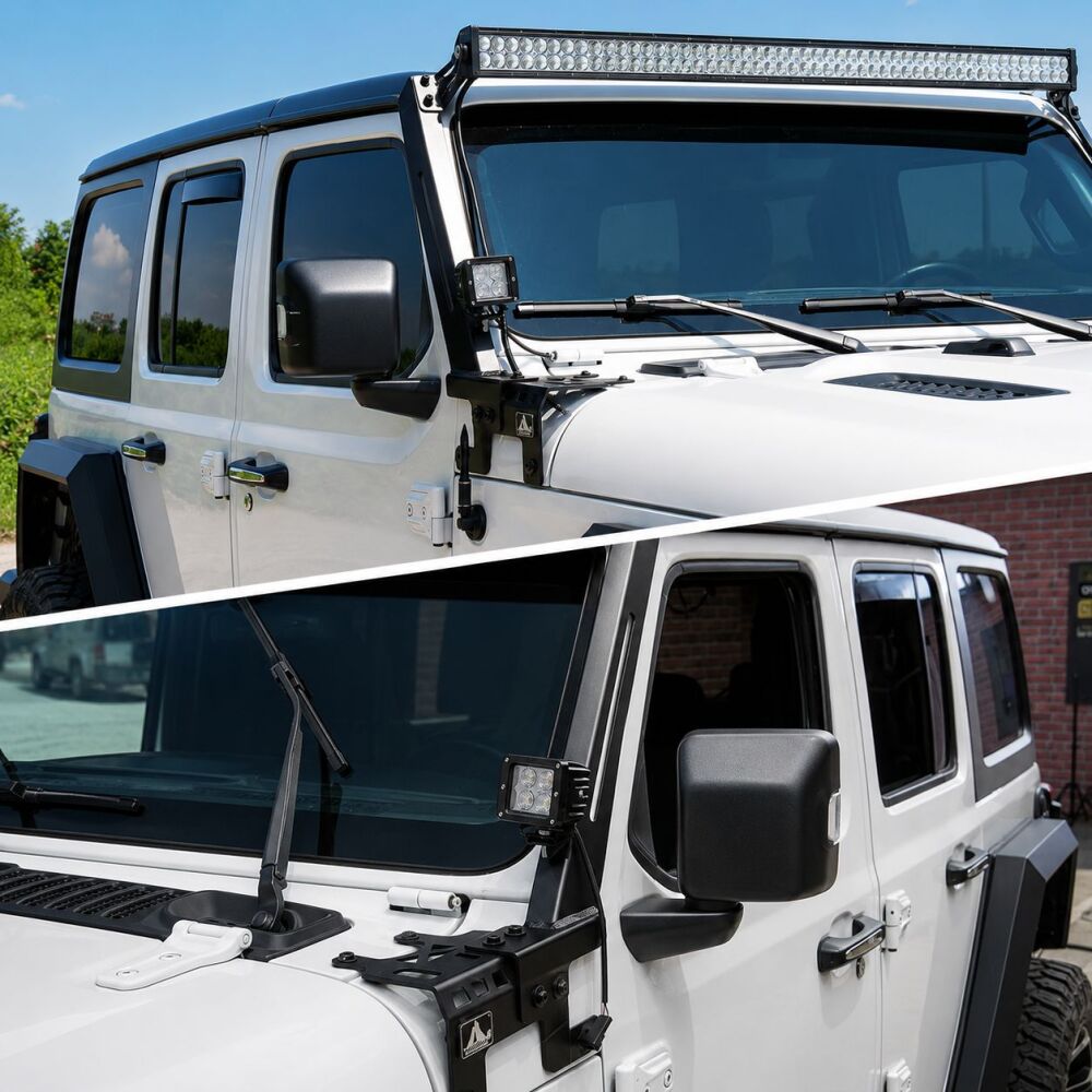 A-Pillar Mounting Brackets + Lights + LED Bar (WRANGLER JL 18-26) (7)