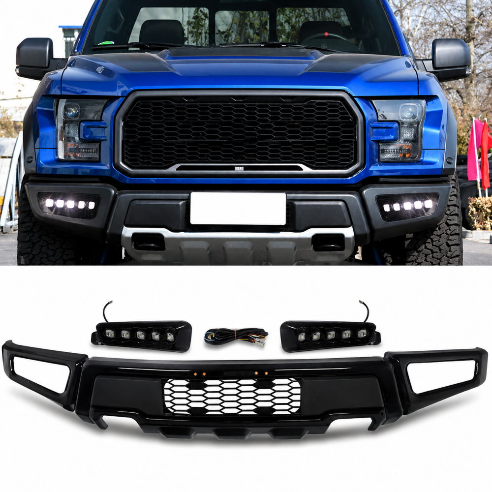 RAPTOR Style Front Bumper + LED Lights (F150 15-17) (2)