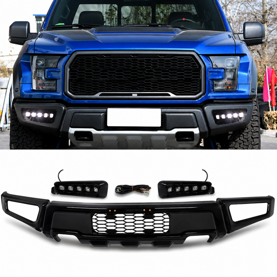 RAPTOR Style Front Bumper + LED Lights (F150 15-17) (2)