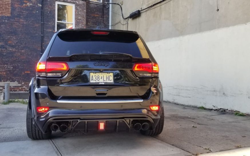 Rear Bumper Diffuser Quad Exhaust Tips with LED (5)