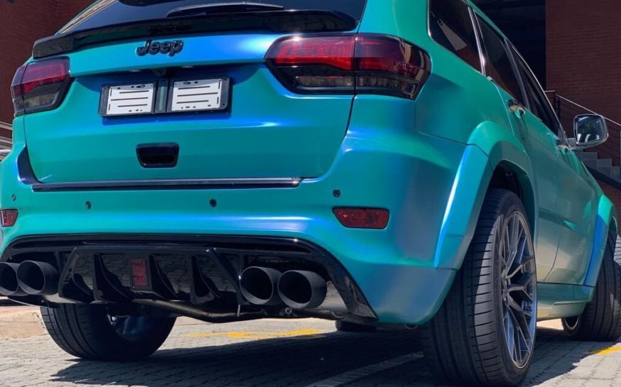 Rear Bumper Diffuser Quad Exhaust Tips with LED (7)