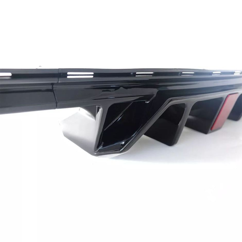 Rear Bumper Diffuser Quad Exhaust Tips with LED (10)