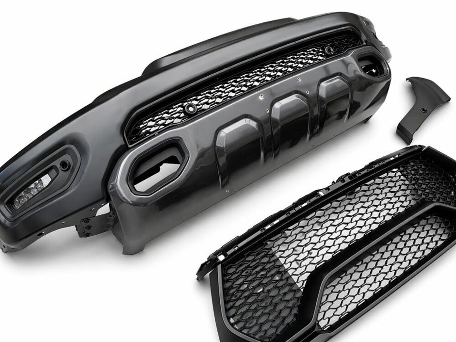 TRX Style Front Bumper + Grille + LED Fog Lights (RAM 1500 19-23 Tradesman, Big Horn, Laramie) (6)