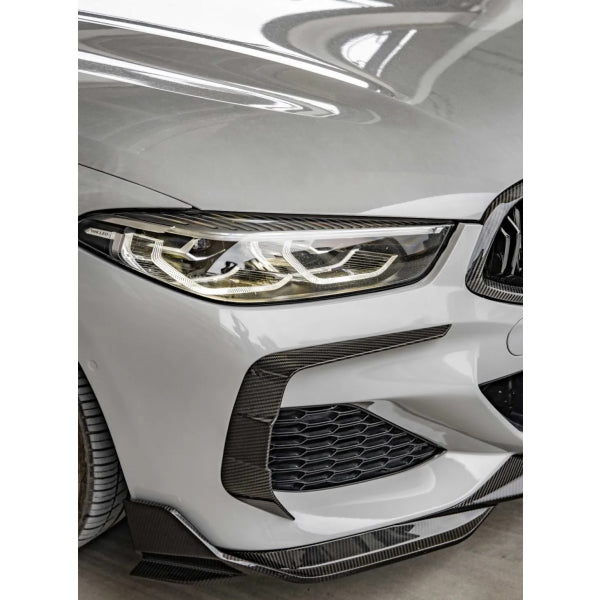 Sidosplitters/fenor till främre stötfångare i Dry Carbon för BMW 8-serie G14/G15/G16