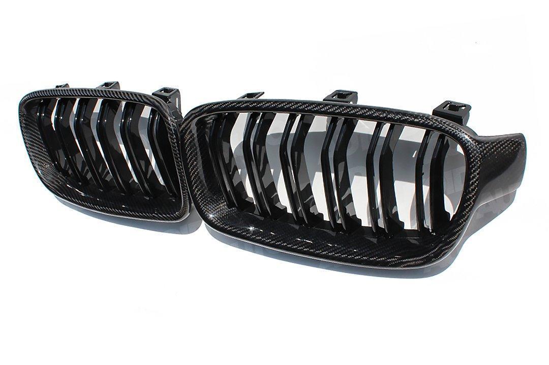 Äkta Kolfiber Njurgrill / Frontgrill (M-Style / Dubbellamell) – BMW 3-Serie F30/F31