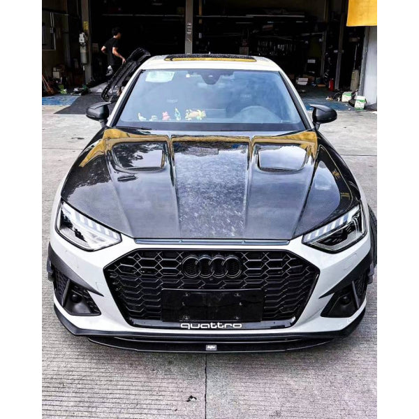 Canards till främre stötfångaren i pre-preg carbon för Audi S4 B9.5 2020–