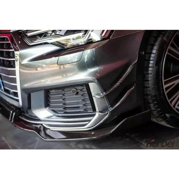 Canards till frontstötfångare i pre-preg carbon för Audi A6 S line / S6 / A6 Avant 2019–2022