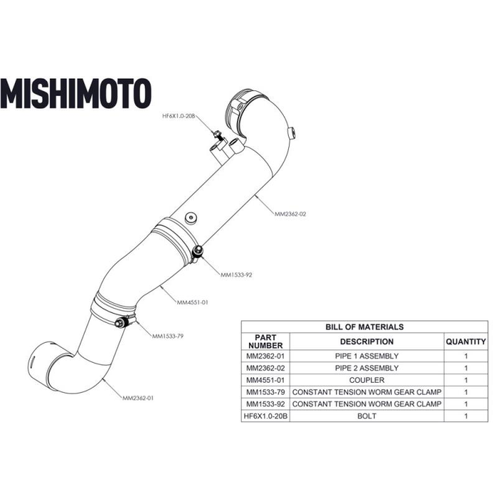 Mishimoto Laddluftsrör (charge pipe) Toyota GR Supra 3.0 A90 2020– (Röd) – bild 6