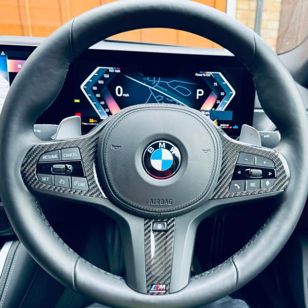 Rattpaneldekor i carbon för BMW G-serie M2/M3/M4/M5/M8/X3M–X6M – med rattvärme