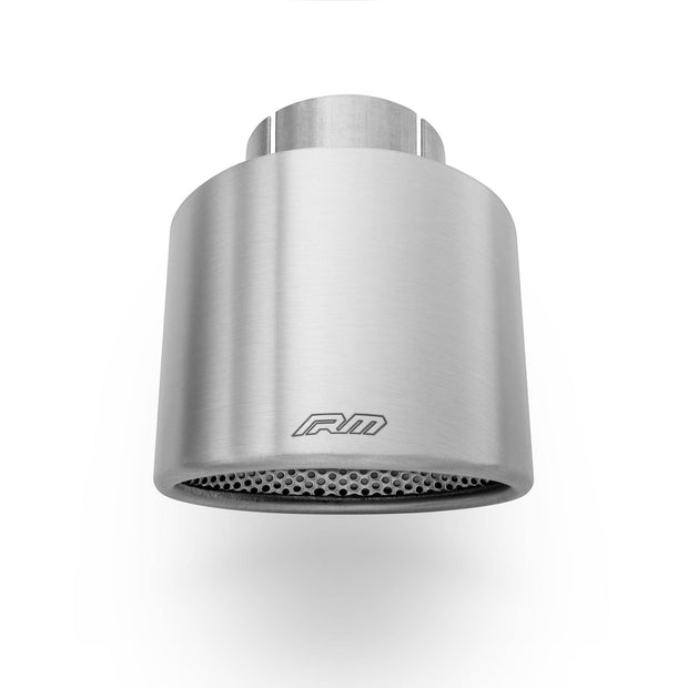 RM Motors slanted oval tip in satin Rostfritt stål with perforated diffuser