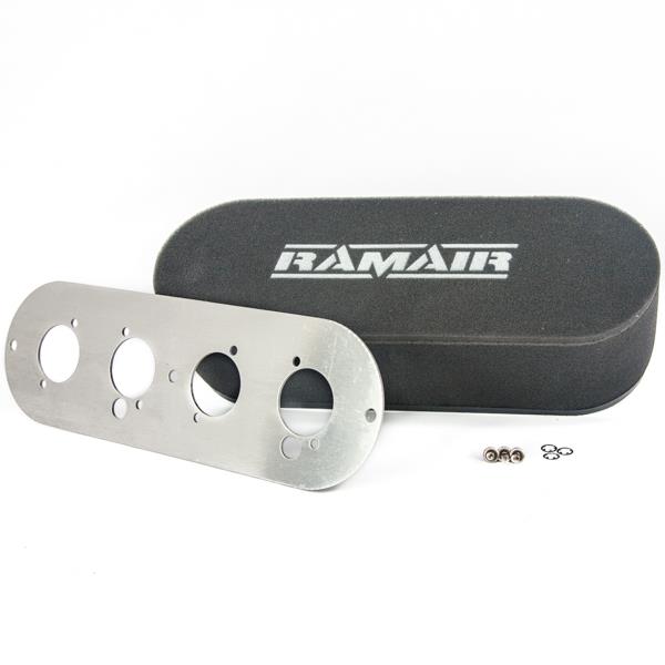 Ramair luftfilter för dubbla förgasare, 65 mm innerhöjd (RT3-222-406)
