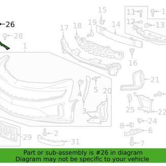 Övre list till frontstötfångare passagerarsida – Chevrolet Camaro 2016-2023