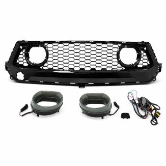 Övre grill With LED – V1 style – Gloss Black – Ford Mustang 2024-2026 GT, Ecoboost – bild 2