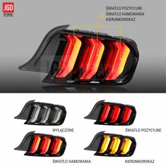 Vland LED Baklyktor – Clear Lens – Yellow Blinkers – Ford Mustang 2015-2023 – bild 3
