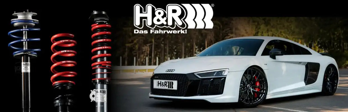 En bild på audi r8 tillsammans med h&r sänkningssats