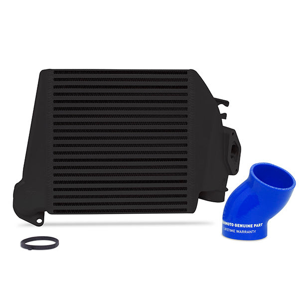 Mishimoto Toppmonterad intercooler – Subaru WRX 2008–2014 (svart, blå silikonslangar)