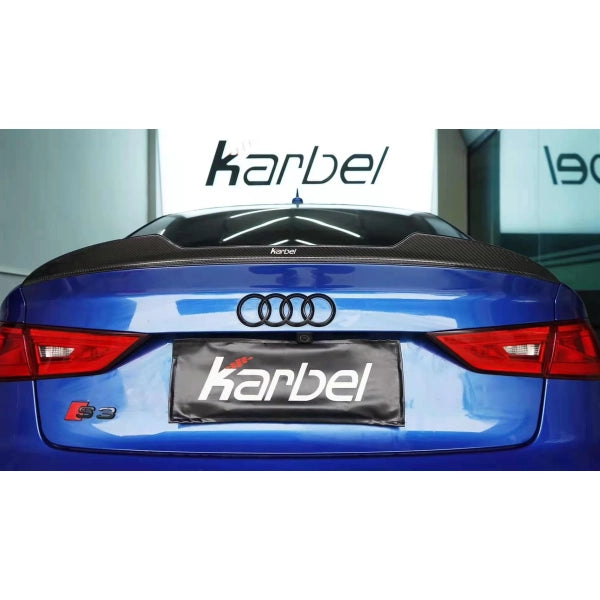 Karbel ducktail-spoiler i pre-preg carbon för Audi A3 / S3 / RS3 8V Sedan – variant 2