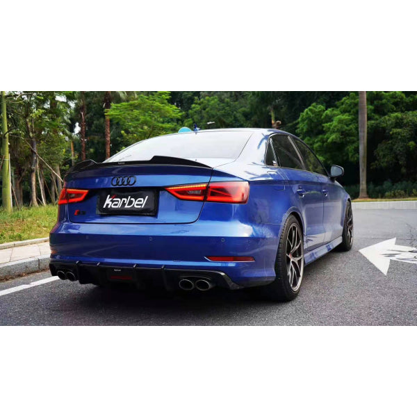 Karbel ducktail-spoiler i pre-preg carbon för Audi A3 / S3 / RS3 8V Sedan – variant 2