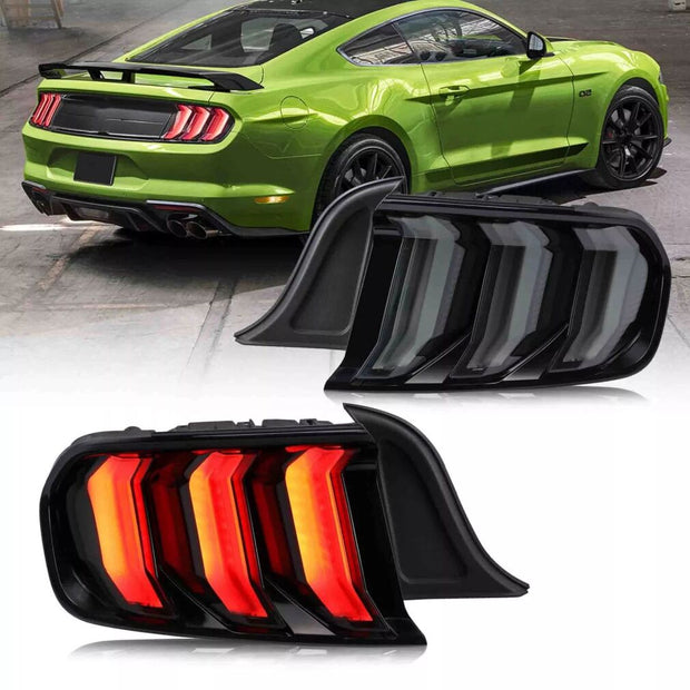 Baklyktor – Vland Smoked Black – Yellow Blinkers – Ford Mustang 2015-2023