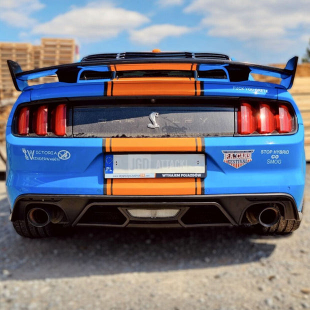 Bakre stötfångare Diffuser – GT500 Style – Matte Black – Single/Quad Exhaust – Ford Mustang 2015-2017