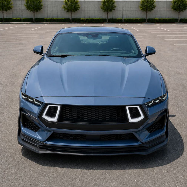 Övre grill With LED – V2 style – Gloss Black – Ford Mustang 2024-2026 GT, Ecoboost