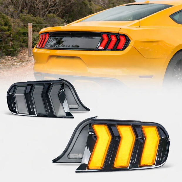 Baklyktor – NIGHTSTRIKE Black Edition – Yellow Blinkers – Ford Mustang 2015-2023 USA