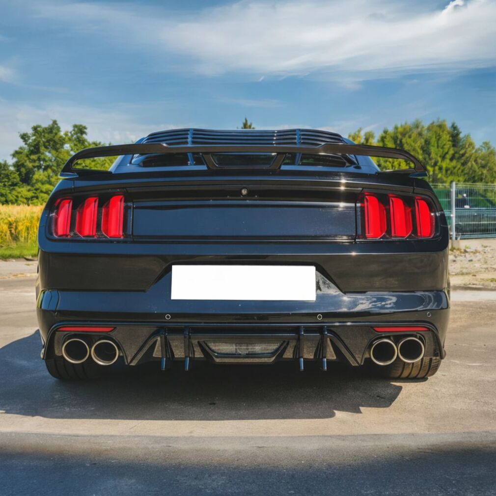 Bakre stötfångare Diffuser – SPEED Style – Quad/Single Exhaust – Gloss Black – Ford Mustang 2015-2017