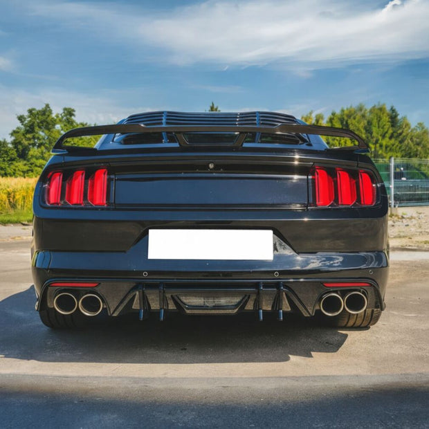 Bakre stötfångare Diffuser – SPEED Style – Quad/Single Exhaust – Gloss Black – Ford Mustang 2015-2017