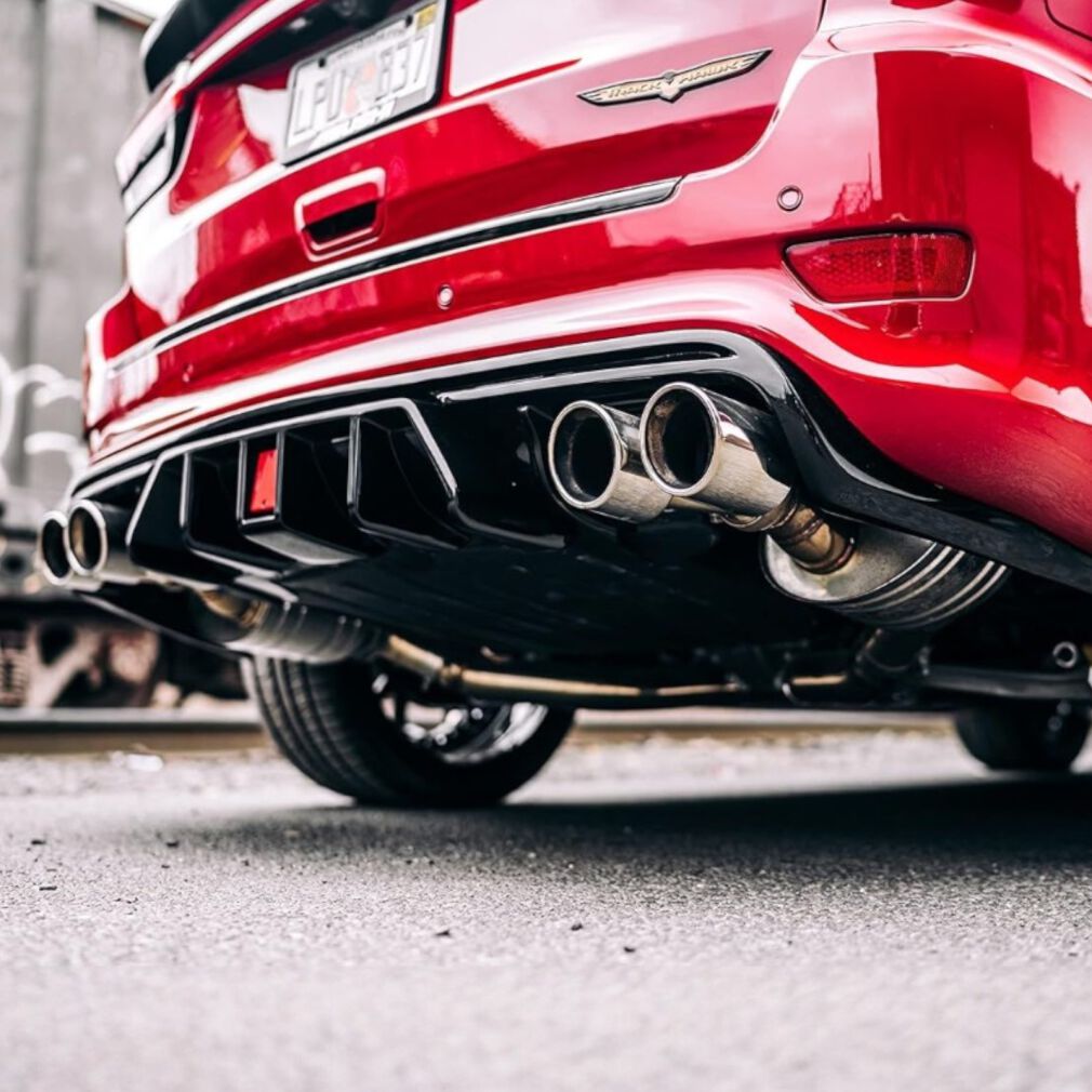 Rear Bumper Diffuser Quad Exhaust Tips with LED