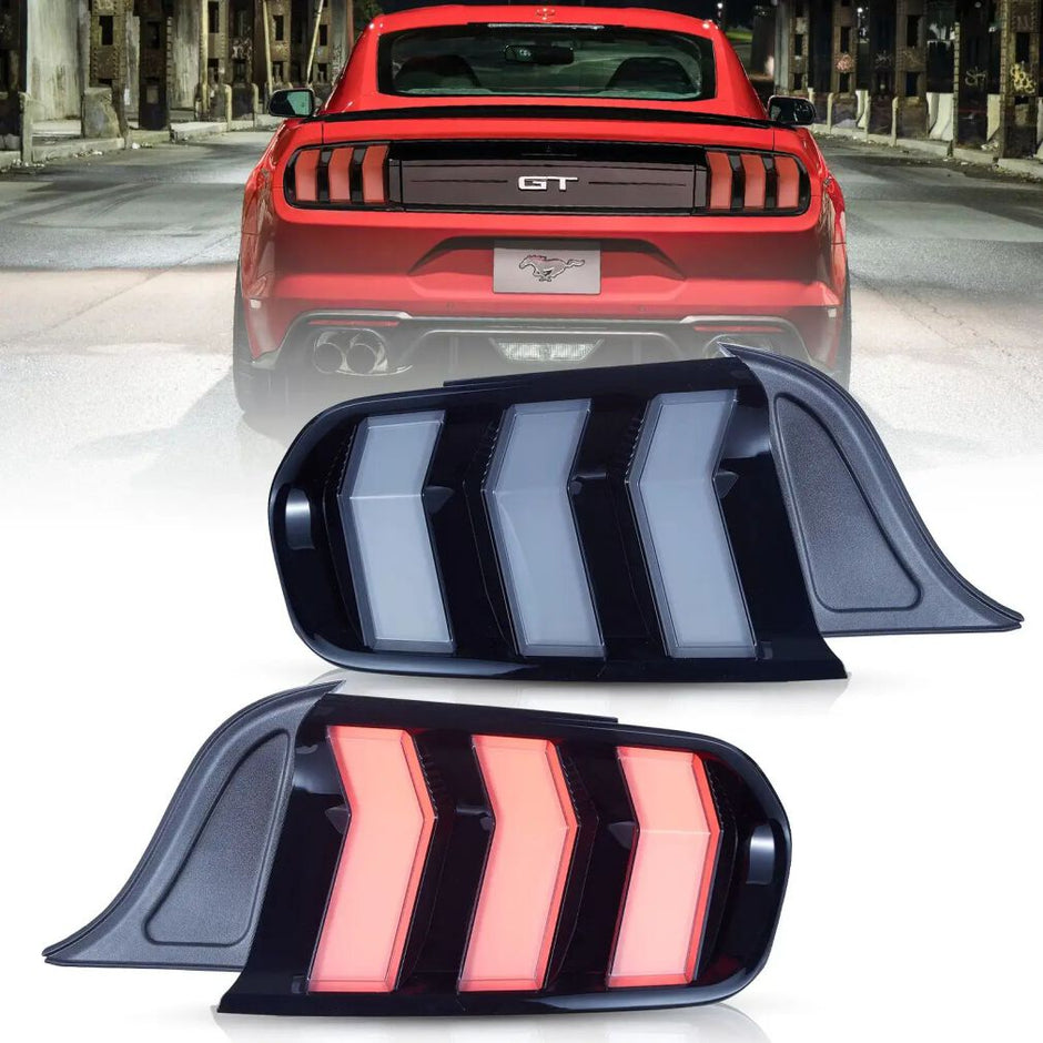 Baklyktor – Vland Smoked Black – Yellow Blinkers – S650 Style – Ford Mustang 2015-2023