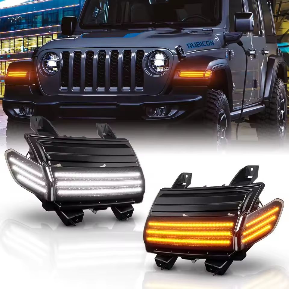 V2 Smoked LED Turn Signals + DRL + Side Markers (WRANGLER JL 18-26)
